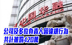 中国华融2799｜公司及多位负责人因违规行为共计被罚420万