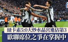 英超｜纽卡素5:0大炒水晶宫 欧联席位之争在掌握之中