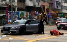 【车Cam直击】深水埗Audi直路无收油 高速撞倒外卖男