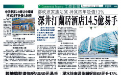 華大酒店等購汀蘭居 鄧成波家族14.2億沽貨 