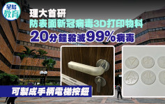 理大首研防表面新冠病毒3D打印物料 20分钟杀灭99%病毒 可制成手柄电梯按钮