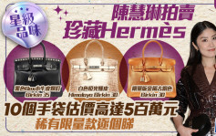 陈慧琳拍卖10个珍藏Hermès手袋估价共逾5百万元 稀有限量款逐个睇丨星级品味