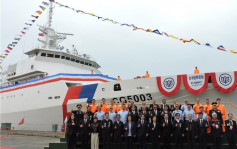 蔡英文和赖清德主持  台湾自建海巡4000吨级巡防舰「云林舰」交船