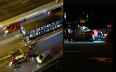 獅隧巴士的士相撞　司機乘客一度被困