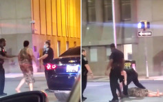 美國女示威者掌摑警員 反遭一拳打暈