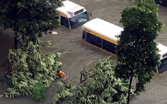 【天鸽袭澳门】水浸处处 男子遭洪水围困路中心