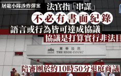 屠龍小隊案│法官指「串謀」不必有書面紀錄 語言或行為皆可達成協議 協議是打算實行非法目的 陪審團約10時50分退庭商議