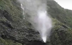 卡努橫掃陣風破150公里 蘭嶼瀑布被吹到向上倒流