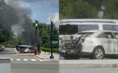 华盛顿最高法院大楼外烧警车 美青年引火自焚重伤