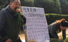 河北夫婦街頭表演吃草 為白血病兒籌醫藥費