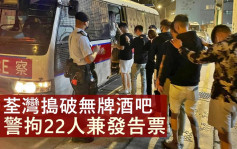 警荃灣掃無牌樓上酒吧 拘22男女及發告票
