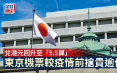 日本自由行｜兌港元回升至5.5算 東京機票較疫情前搶貴逾倍
