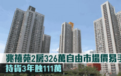 蚀让成交｜兆禧苑2房326万自由市场价易手 持货3年蚀111万