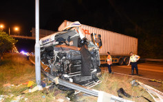 貨車青朗公路狂撼箭嘴車 車頭劏開司機輕傷