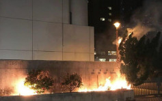 沙田法院大樓外花槽遭人縱火  現場遺下易燃液體鐵罐