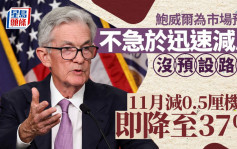 鮑威爾為市場預溫 不急於迅速減息 沒預設路線 11月減0.5厘機會即降至37%