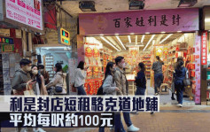 鋪位短租｜利是封店短租駱克道地鋪 平均每呎約100元