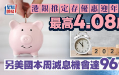 定存攻略｜港銀推定存優惠迎年結 最高4.08厘 另美國本周減息機會達96%