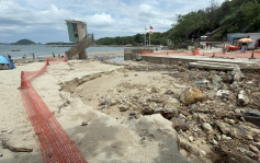西贡清水湾二滩被暴雨冲毁  滩头出现乱石巨坑