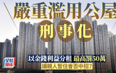 滥用公屋｜严重滥用公屋拟刑事化 分租、不居于单位作商业用途 最高罚50万及囚一年