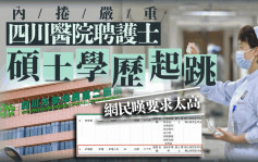 四川醫院聘護士最低要求碩士學歷   網民歎太「內捲」本科也不吃香