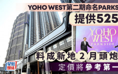 YOHO WEST第二期命名PARKSIDE 料成新地农历年后头炮盘 涉525伙 定价将参考一期