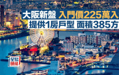 大阪新盘入门价225万入场 提供一房户型 面积385方尺