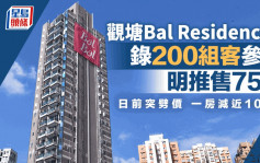 观塘Bal Residence录200组客参观 明推售75伙 日前突劈价 一房减近百万