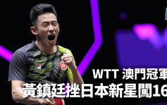 乒乓球｜WTT 澳門冠軍賽 黃鎮廷挫日本新星闖16強