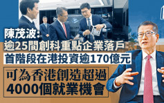 陳茂波︰逾25間創科重點企業落戶 可為香港創造超過四千個就業機會
