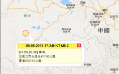 青海玉樹發生5.3級地震