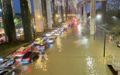 上海變「海上」 大風暴雨雷電夾擊 天橋也積水