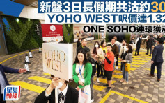 新盘3日长假期共沽约30伙 YOHO WEST尺价达1.32万 ONE SOHO连环获承接