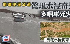 沙漠水浸奇景︱新疆塔克拉玛干沙漠公路遭淹没   网民：水从何来？