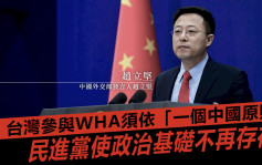 台灣欲參與WHA  趙立堅：必須按照「一個中國」原則來處理