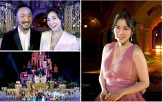 谢安琪郑中基化身公主王子  城堡前献唱经典动画主题曲