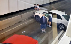 大欖隧道私家車失事撞壆