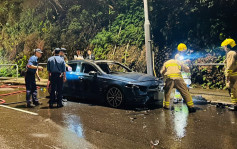 柴灣停泊路邊平治私家車起火 消防發現助燃劑 警列縱火調查