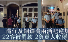 湾仔铜锣湾两酒吧违规 22客被罚款2负责人收传票