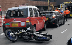 沙田新城市廣場外三車「串燒」 鐵騎士倒地受傷