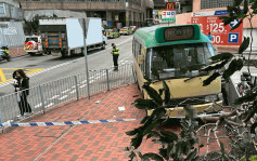 荃灣綠VAN司機疑不適暈倒 失控鏟上行人路撞樹毀欄杆