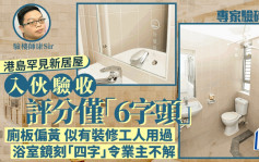 港島罕見新居屋驗收 評分僅「6字頭」廁板偏黃 似有裝修工人用過 浴室鏡刻四字令業主不解 ｜專家驗磚頭