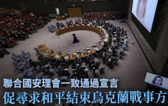 俄烏局勢｜聯合國安理會首度一致通過宣言 支持尋求和平停戰方法