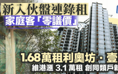 新入伙盤連錄租賃 家庭客「零議價」1.68萬租利奧坊．壹隅  維港滙創同類戶新高