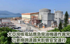 大亞灣核電站應急柴油機運作異常 已更換調速器未影響安全運行