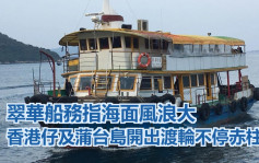 翠华船务由香港仔及蒲台岛开出渡轮因大风浪不停赤柱