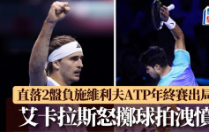 ATP年終賽｜艾卡拉斯發脾氣掉球拍 直落兩盤負施維利夫無緣4強