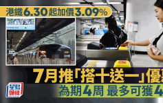 港铁6.30起加价3.09% 7月推「搭十送一」优惠 全月通、都会票有50元折扣