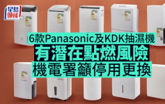 6款Panasonic及KDK抽濕機有潛在點燃風險 機電署籲停用更換