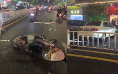 广东揭阳私家车闹市横扫多车 酿一死九伤